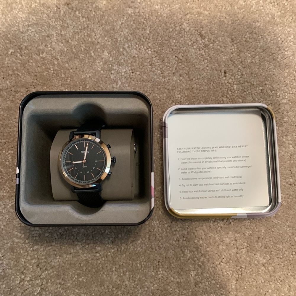 Fossil Navy Blue/Rose Gold Watch